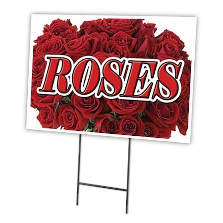 Signmission Roses Yard Sign & Stake outdoor plastic coroplast window, C-1824-DS-Roses C-1824-DS-Roses
